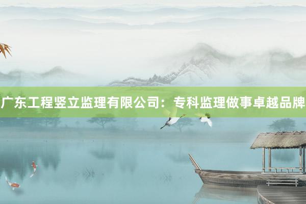 广东工程竖立监理有限公司：专科监理做事卓越品牌