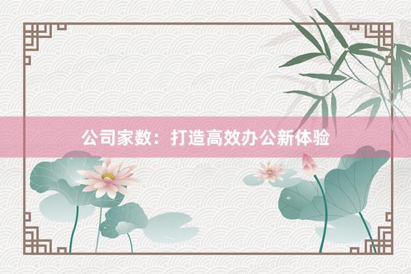 公司家数：打造高效办公新体验